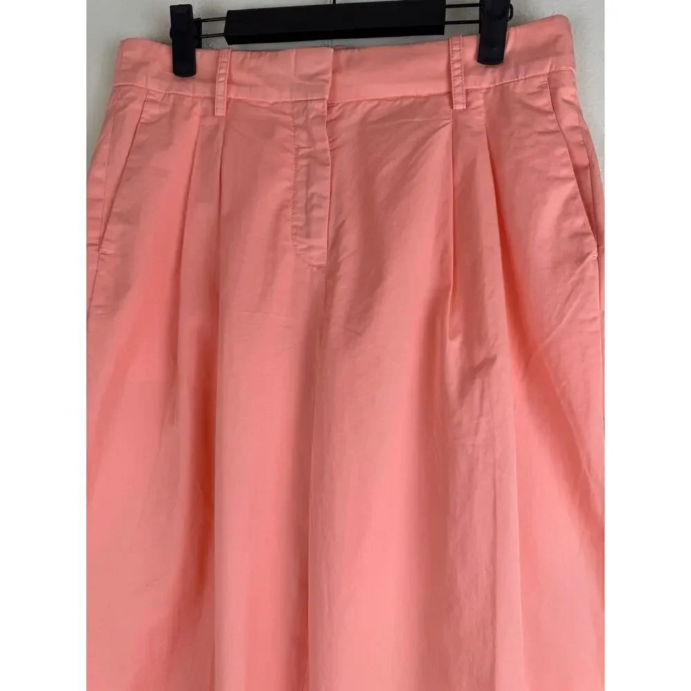 NWT J.Crew Essential Wide Leg Poplin Pants Peony Coral Size 6